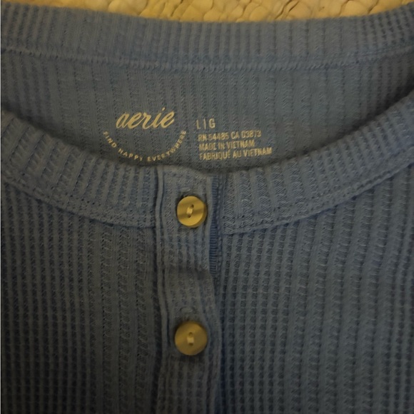 Aerie Light Blue Waffle Knit Henley - Picture 3 of 3